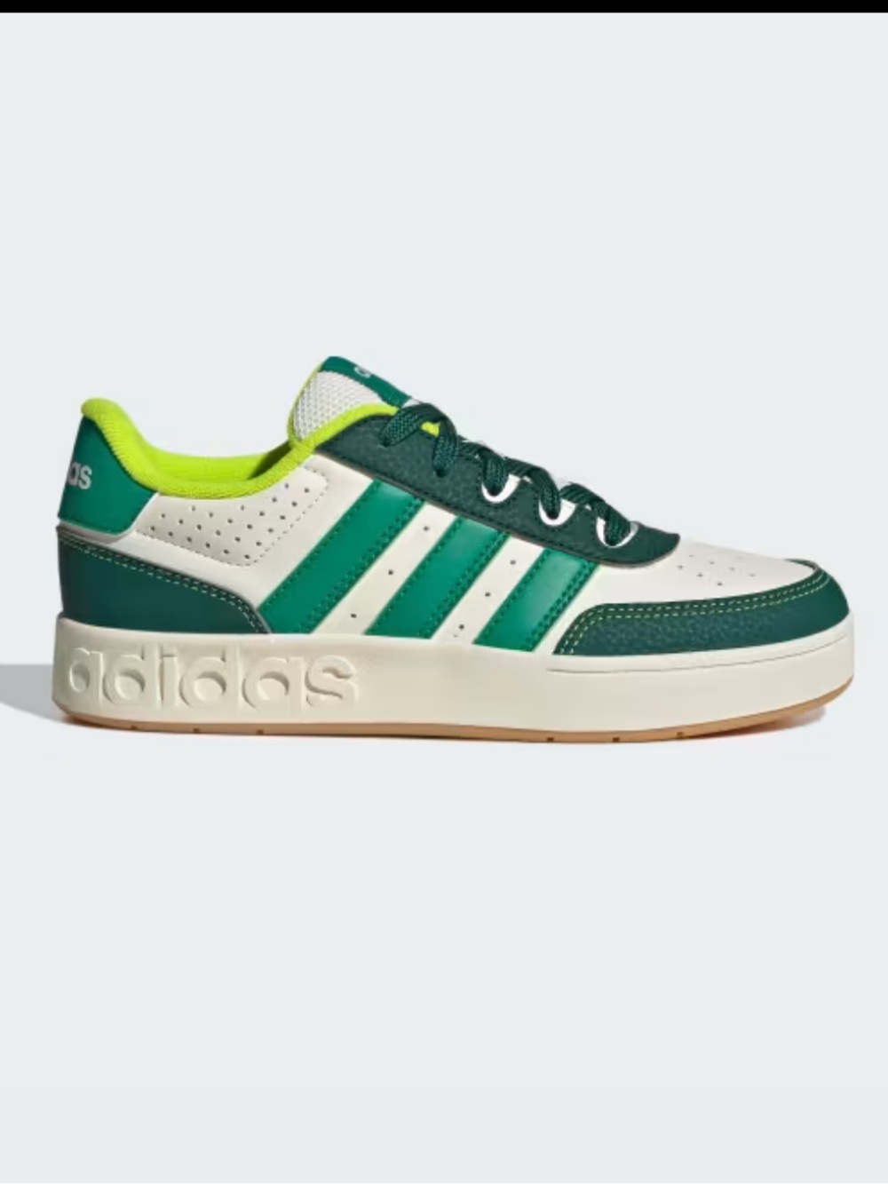 adidas Kids Green & White  breakbase Court-Style Sneakers, size 5 (women’s 6.5)